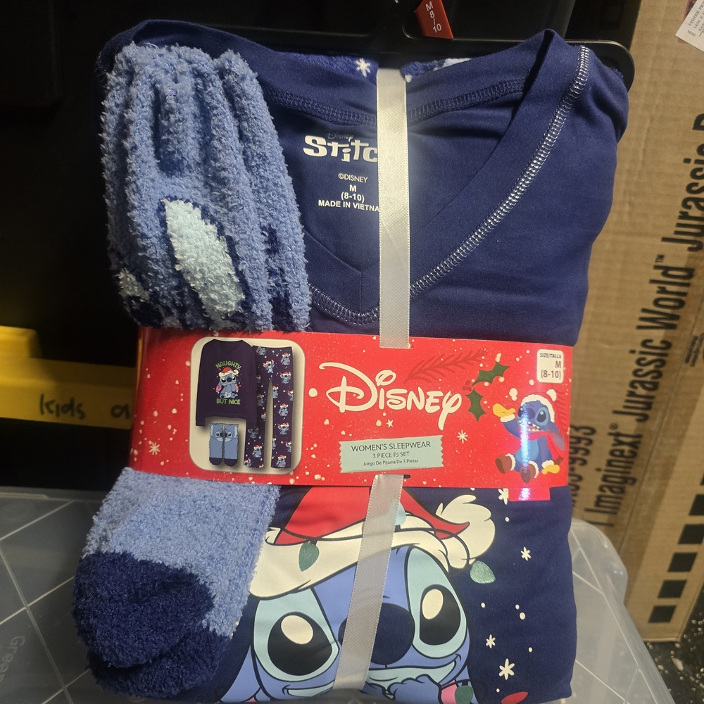 Disney Stitch Naughty But Nice Pajama Set in Blue and Red
